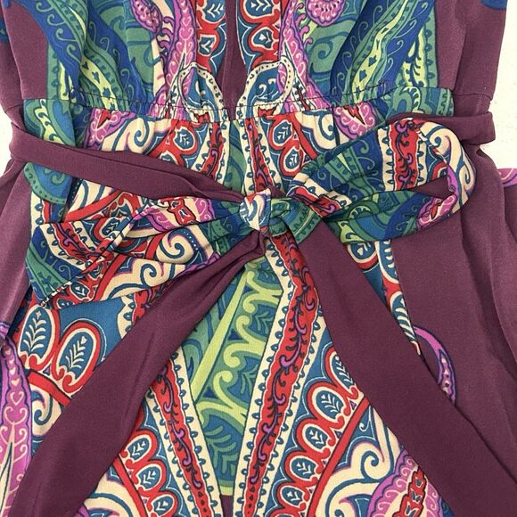 Signature By Robbie Bee Maxi Dress Womens Petite Medium PM Paisley Beaded Boho - Picture 9 of 11